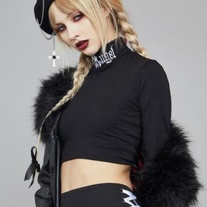 Angel mock neck crop top.